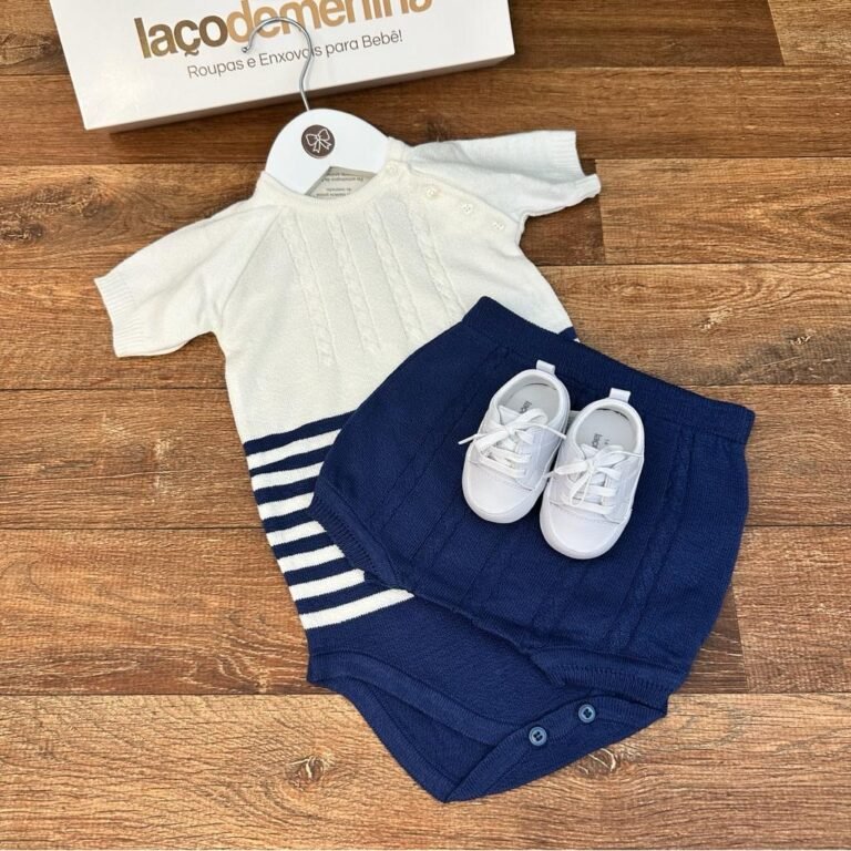 Conjunto Dário Azul Bic Tricô Modal