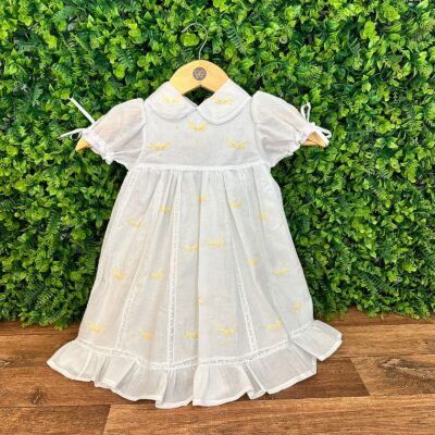 Vestido Mariah Renda Paraibana Bordado Amarelo