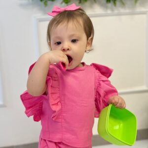 Conjunto Mary em Linho Rosa Pink