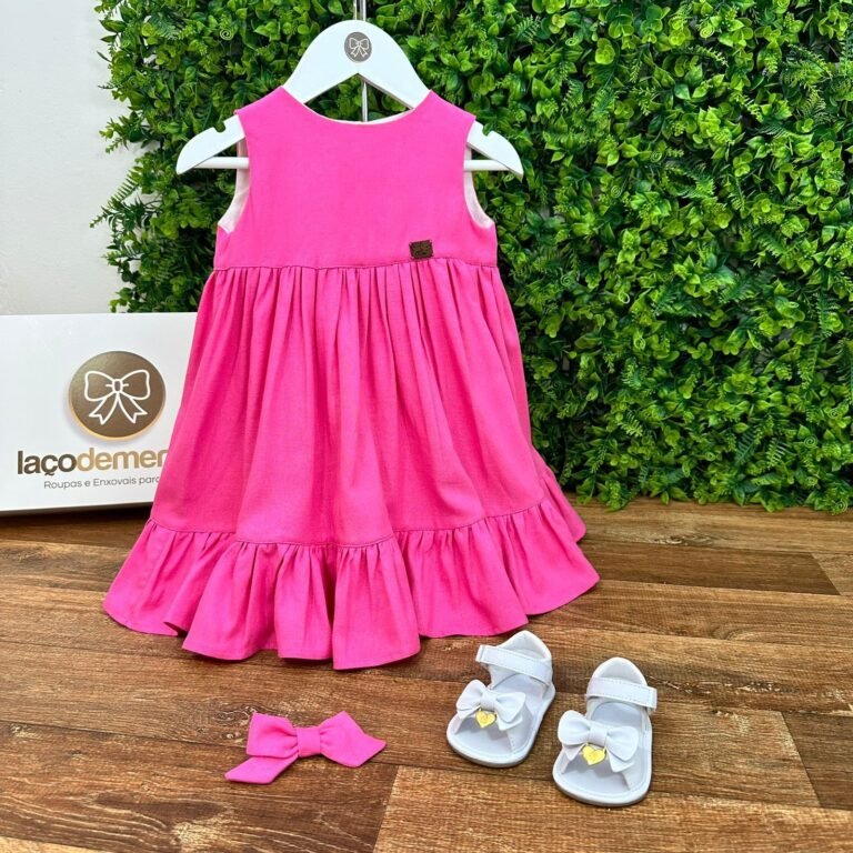 Vestido Lara em Linho Rosa Pink