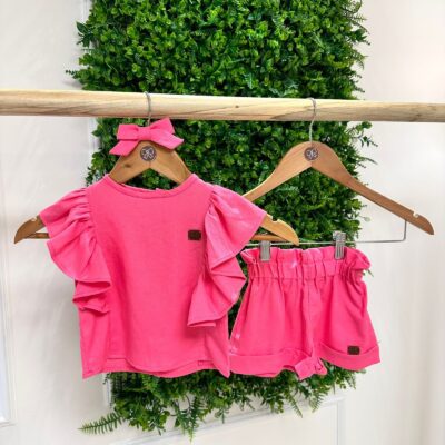 Conjunto Mary em Linho Rosa Pink