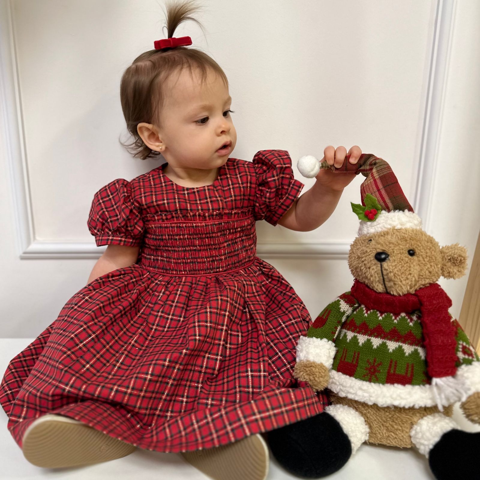 Vestido Xadrez Vermelho Coleção de Natal