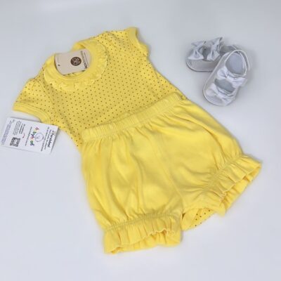 Body Jolie Amarelo Poá com Short