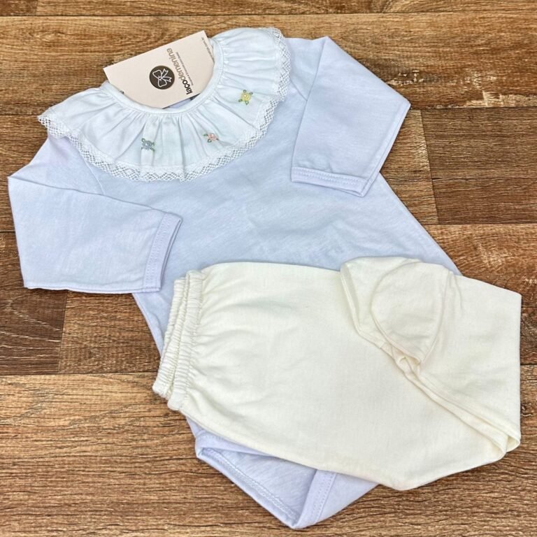 Body Bordado Rococó com Calça Off-White
