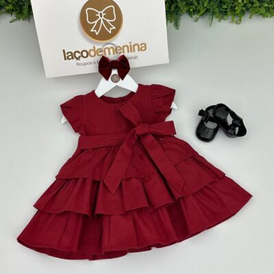 Vestido Maitê Vermelho Bordô