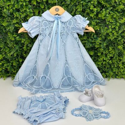 Vestido Renda Renascença Lágrima Azul