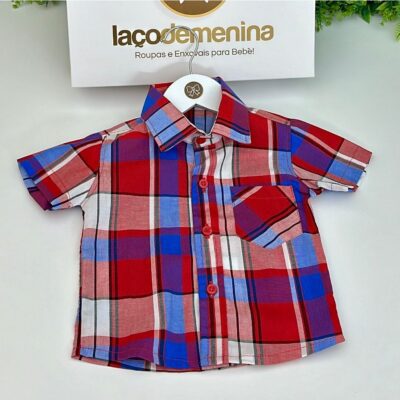 Camisa Xadrez Vermelha e Azul