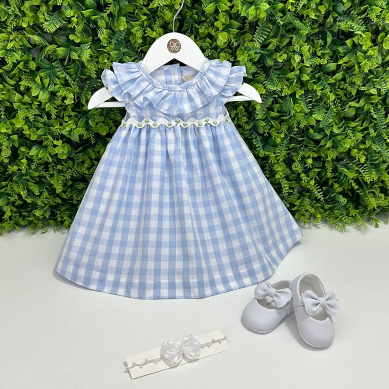 Vestido Milena Xadrez Azul Claro