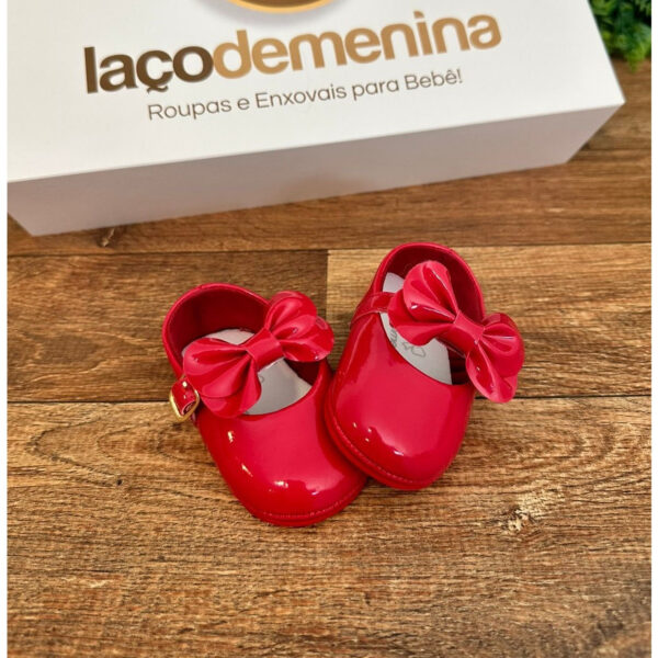 Sapatinho Borboleta de Couro Vermelho