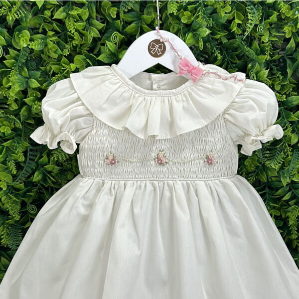 Vestido Festa Off-White Bordado Rococó - Imagem 2
