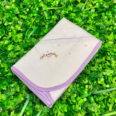 Toalha Capuz Bordado Floral Lavanda