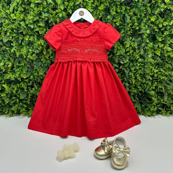 Vestido Festa Vermelho Bordado Jardim