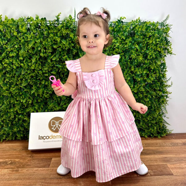 Vestido Pietra Listrado Rosa