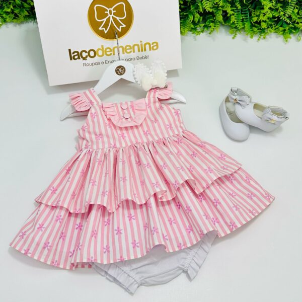Vestido Pietra Listrado Rosa - Imagem 3