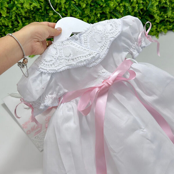 Vestido Cambraia com Gola Bordado Rosa - Imagem 3