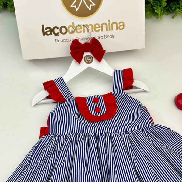 Vestido Pietra Listrado Azul Marinho — imagem 2