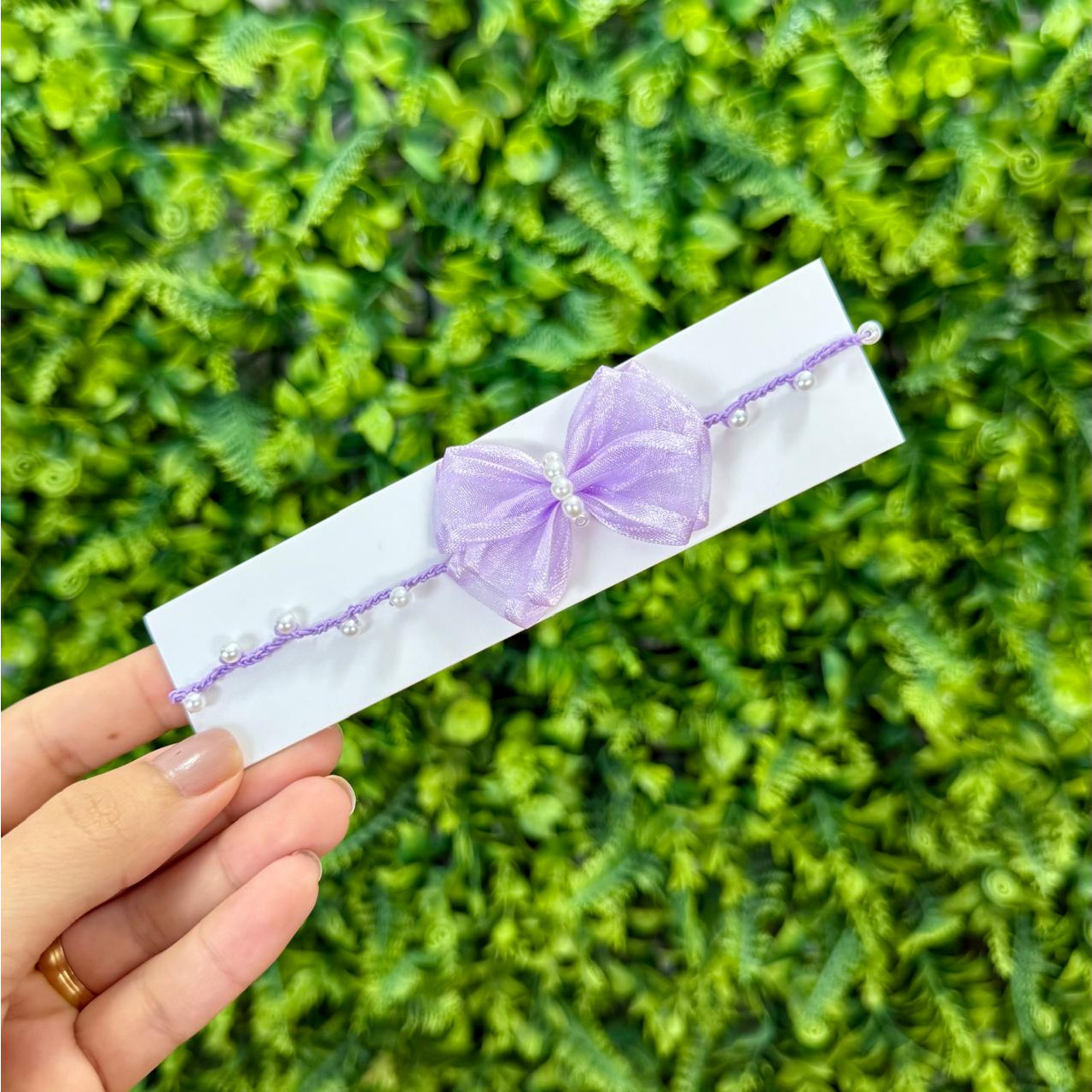 Tiara com Lacinho de Organza Lavanda