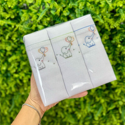 Kit Fraldas de Ombro Bordado Elefantinhos