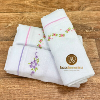 Kit Fraldas de Ombro Bordado Floral