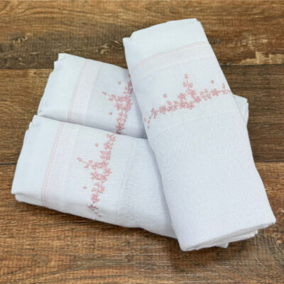 Kit de Fraldas de Ombro Bordado Rosa