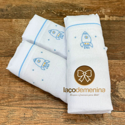Kit Fraldas de Ombro Bordado Foguetinho