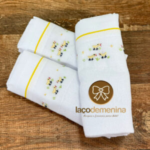 Kit Fraldas de Ombro Bordado Manual Pintinhos
