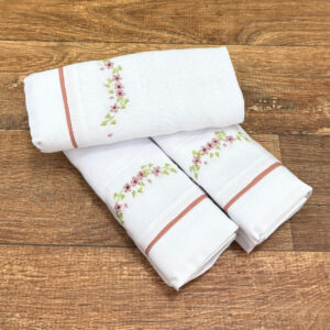 Kit Fraldas de Ombro Bordado Floral Rosa Chá