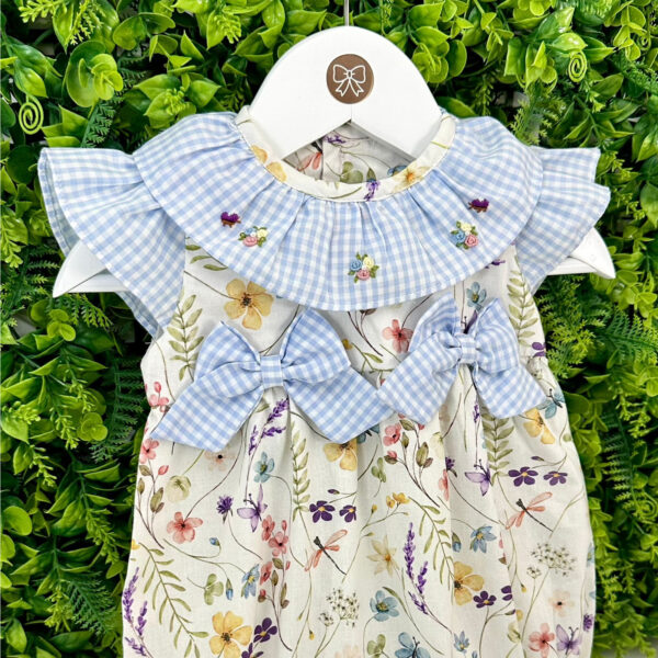 Pimpão Marina Floral Golinha Xadrez Azul - Imagem 2