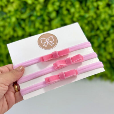 Tiara Lacinho Veludo Rosa Claro Amélie