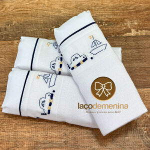 Kit de Fraldas de Ombro Bordado Carrinhos