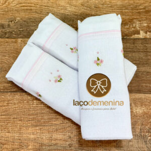 Kit Fraldas de Ombro Bordado Florzinha Rosa