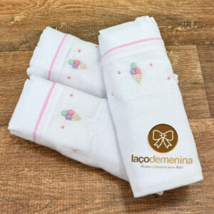 Kit Fraldas de Ombro Bordado Sorvetinhos
