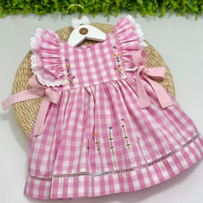 Vestido Geovana Xadrez Rosa