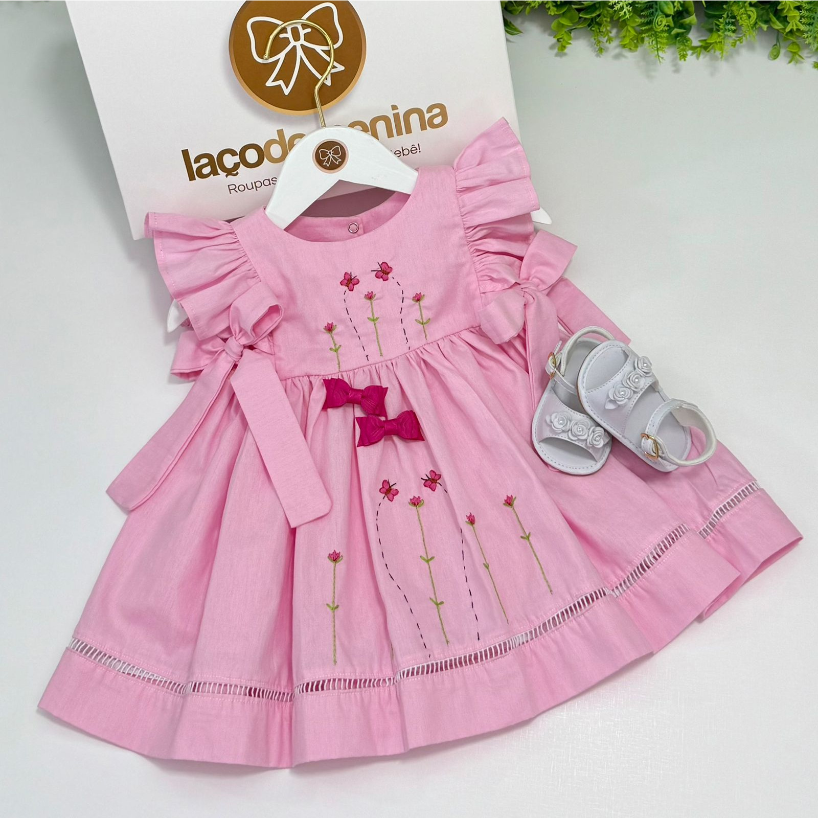 Vestido Jardim Fru-Fru Rosa Chiclete