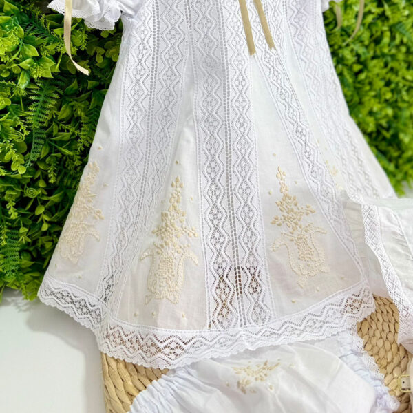 Vestido Renda Paraibana Bordado Dourado - Imagem 3