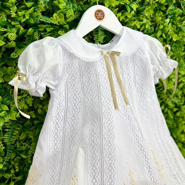 Vestido Renda Paraibana Bordado Dourado - Imagem 2