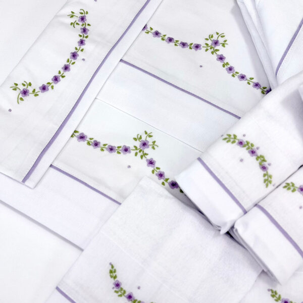 Kit Coordenado Bordado Floral Lavanda - Imagem 2