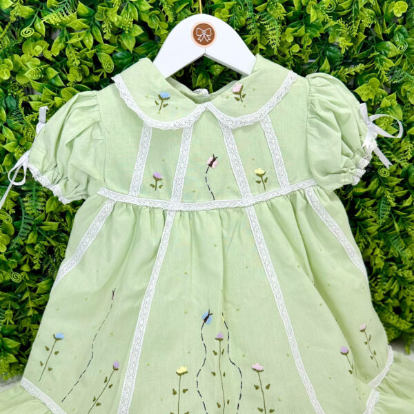 Vestido Festa Verde Bordado Jardim - Imagem 2