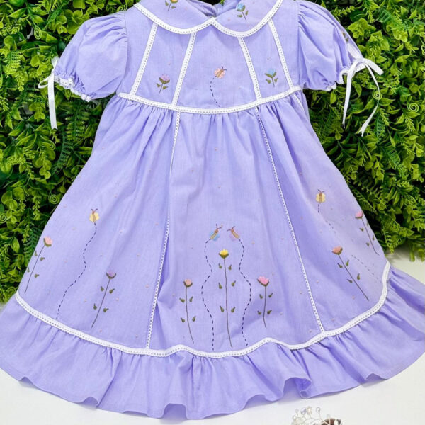 Vestido Festa Lavanda Bordado Jardim - Imagem 2