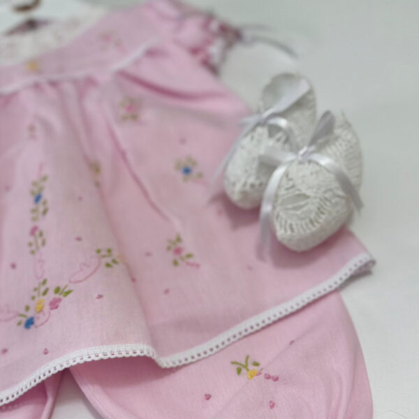 Conjunto Pagão Rosa Bordado Floral Manual - Imagem 4