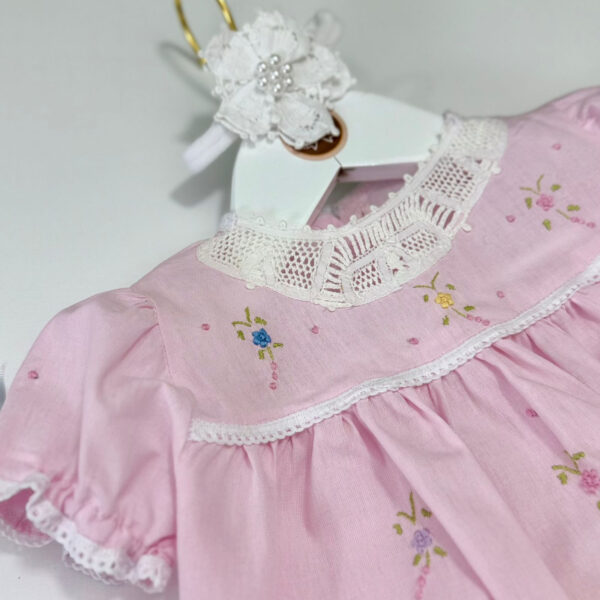 Conjunto Pagão Rosa Bordado Floral Manual - Imagem 3