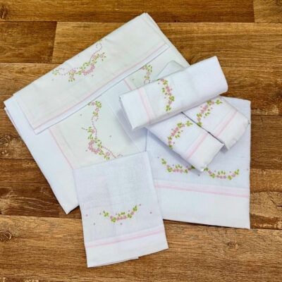 Kit Coordenado Bordado Manual Floral