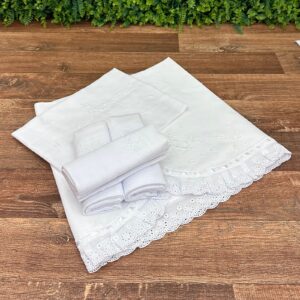 Kit Enxoval Branco Bordado Manual