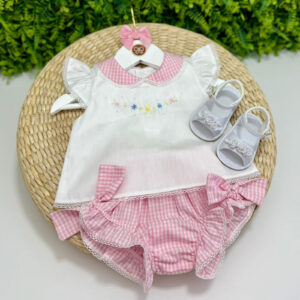 Conjunto Vicky Xadrez Rosa