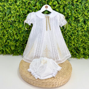 Vestido Renda Paraibana Bordado Dourado