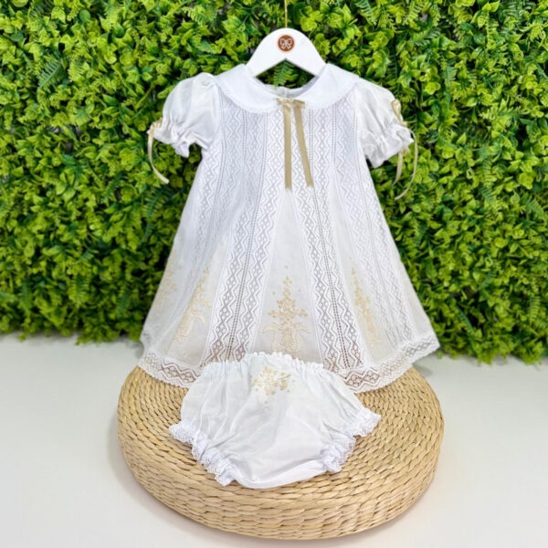 Vestido Renda Paraibana Bordado Dourado