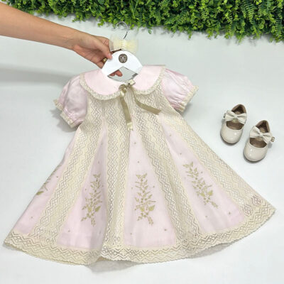 Vestido Rosa Renda Paraibana Off-White