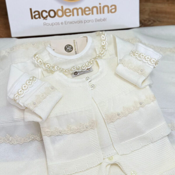 Saída Maternidade Renda Luxo Off-White - Imagem 3