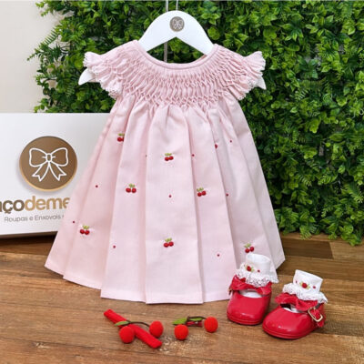 Vestido Casa de Abelha Cerejinha Rosa Claro