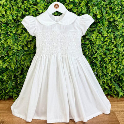 Vestido Ponto Smock Branco Rococó Branco